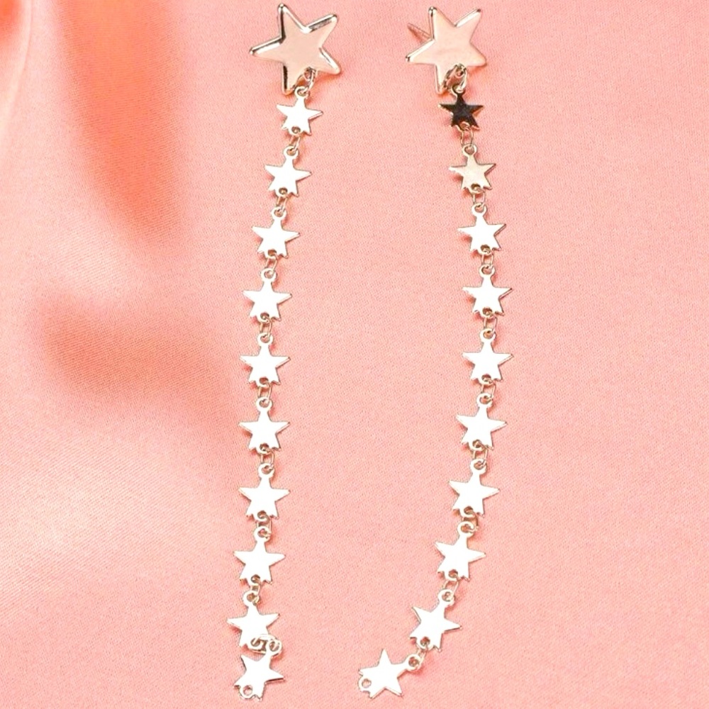 Silver Star Dangle Earrings
